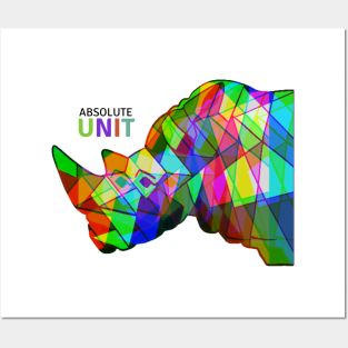 Absolute Unit Rainbow Rhino Posters and Art